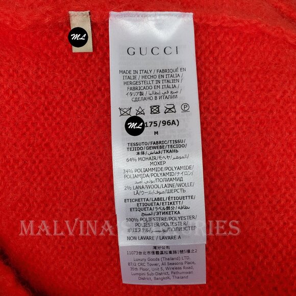 GUCCI MENS SWEATER RED MOHAIR KNIT WOOL V-NECKLINE TOP sz M / MEDIUM - Picture 14 of 16
